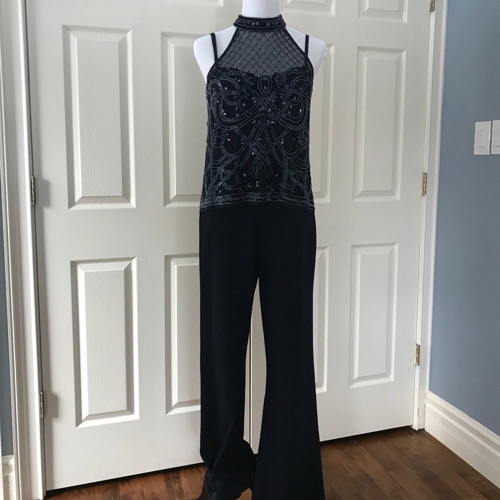 Aidan Mattix beaded bodice jumpsuit.